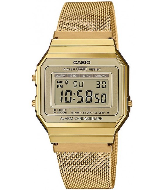 Reloj Unisex Casio digital multifunción de 32 mm. con correa de malla en acero inox.