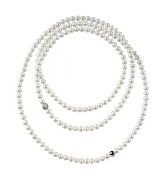 Collar Bliss 20068677 de 120 cm. de perlas y detalles en oro blanco.