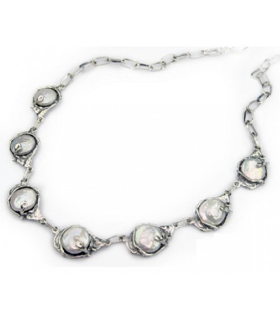Collar artesanal con perlas barrocas 0732
