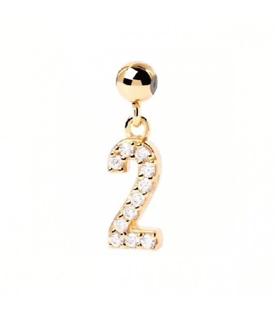 Charm número 2 de plata de ley 925 con circonitas 9169CLSPPP008