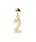 Charm número 2 de plata de ley 925 con circonitas 9169CLSPPP008