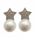 Pendientes de plata estrella con perla y circonitas 9044PESPSF147.