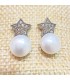 Pendientes de plata estrella con perla y circonitas 9044PESPSF147.