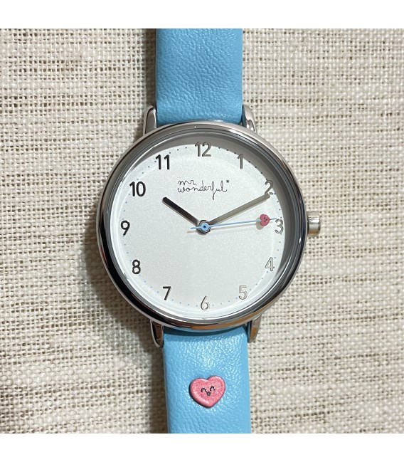Reloj de 30 mm. plateado con correa de piel azul 9017RENAWF006 Infantil.
