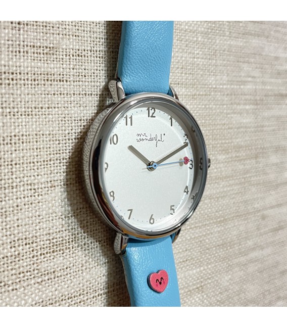 Reloj de 30 mm. plateado con correa de piel azul 9017RENAWF006 Infantil.
