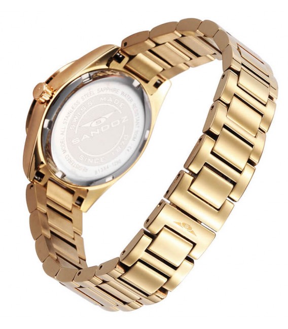 Reloj suizo con función de fecha, de 32 mm. de acero inox y correa de eslabones 9056RESASD012 para mujer.