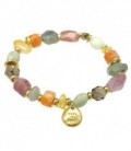 Pulsera Mujer con elementos de plata con baño de oro y gemas.