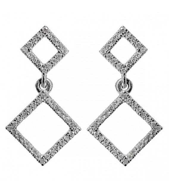 Pendientes para Mujer elaborados en oro blanco de 18k con diamantes de 0.12CTES 9084PESBCE001.