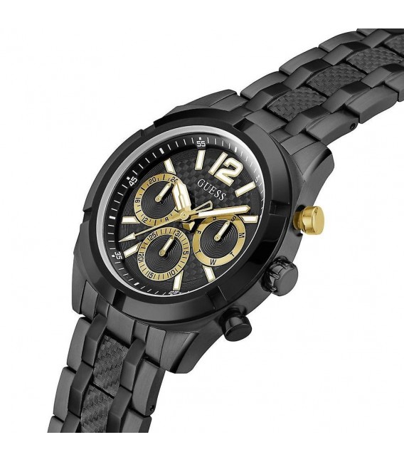 Reloj Hombre Guess multifunción de 44 mm. en acero inox. negro con correa de eslabones.